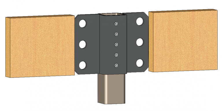 SHS-Træbjælke klampe - 2-vejs inline