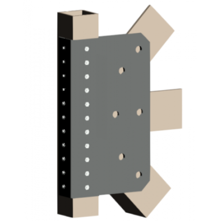 SHS-Steel Angle Bracing Cleat - 3 Way Single Sided