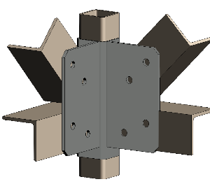 2 way Steel Angle Bracing-Diag Up-Horiz-Corner