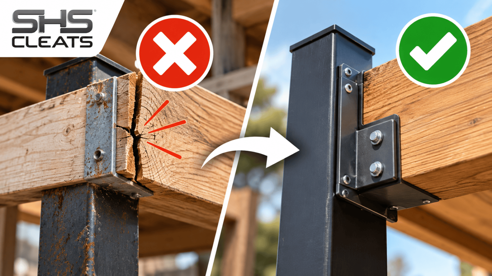 mistakes connecting timber beams to steel posts